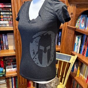 Reebok Charcoal Spartan  V-Neck Tee small